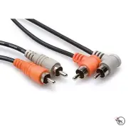 Hosa CRA-202R Stereo Interconnect Dual Right-Angle RCA to Dual RCA 2m, 6.6ft