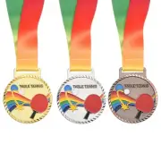 2.7" Ping Pong Medals Table Tennis Award Medals Set with Ribbon Multicolor 3Pack