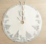 Pier 1 Imports Sequined Deer & Trees Christmas 52" Tree Skirt