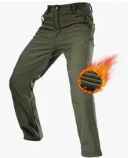 FREE SOLDIER Men's Softshell Fleece Lined Cargo Pants Snow Hiking 32W X 30L Army