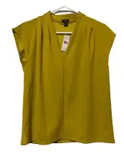 Ann Taylor Factory Top Womens Small Chartreuse Green Sleeveless Blouse NWT