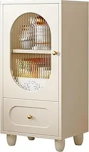 LYXWGRZD Display Cabinet with Drawers, Glass Display Case, Showcase, Adjustable Shelves, Small Footprint, Suitable for Use in The Gaps in The Home (Color : White, Size : 3 Layers: 95cm/37.4in)