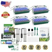 Adjustable Humidity Dome Seedling Tray Set with Timed Grow Lights - 160 Cells