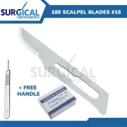100 Pcs Scalpel Blades #15 Surgical Dental ENT with Free #3 BP Handle German Gr