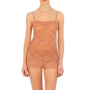 Natori Heavenly lace tank stretch fabric soft sz Small Glow beige cami top