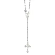 Sterling Silver Polished Rosary 18 Inch Necklace