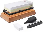 Paudin Premium Whetstone Knife Sharpener Stone Kit 1000/6000 Grit - Japanese Waterstone Sharpening Stones for Knives with Flattening Stone, Bamboo Base, Nonslip Base, Angle Guide & Water Absorber