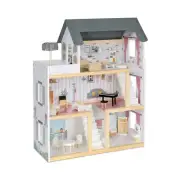 Lil’ Jumbl Kids Wooden Dollhouse, 17-Piece Accessories & Furniture are Inc