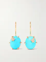 [Andrea Fohrman] Andrea Fohrman - Mini Galaxy 18-karat Gold, Turquoise And Diamond Earrings - One size One size Blue