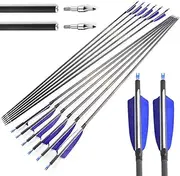 ZSHJGJR 33 inch Archery Carbon Arrows 400 Spine Practice Target Hunting Arrows for Recurve Bow Compound Bow with Removable Tips 6/12pcs