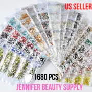 1680 PCS 6Mix Size Crystal Flat Back Rhinestone Gem Nail Art Case Decoration DIY