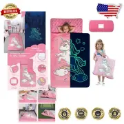 Enchanting Glow in The Dark Nap Mat for Kids - Plush Pillow Included, Ages 2-8