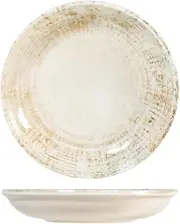 H&H Eris Set of 6 Porcelain Soup Plates, 21 cm, Modern Design, Elegant for Serving Dishes, Beige