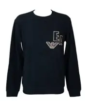 EMPORIO ARMANI men's sweatshirt winter ribbed crew neck sweater with logo articl