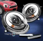 For 2007-2013 Mini Cooper LED Tube Projector Black Headlights Headlamp w/DRL Kit (for: Mini)