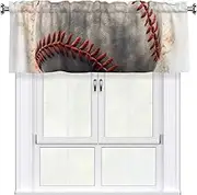 LHBWCVN Baseball Valances for Windows, Rod Pocket Window Treatment Drapes Farmhouse Kitchen Curtains Short Blackout Window Curtains for Living Room Bedroom Decor 54x18 Inch