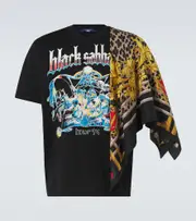 [Junya Watanabe] Junya Watanabe Black Sabbath caped cotton jersey T-shirt AU 93 black