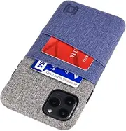 Dockem iPhone 11 Pro Max Wallet Case: Built-in Metal Plate for Magnetic Mounting & 2 Card Slots (6.5" Luxe M2 Synthetic Leather, Blue & Grey)