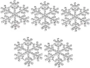 FONDOTIN 5pcs Silver Snowflake Rhinestone Shoe Decorations DIY Shoe Accessories Elegant Snowflake Shape Stickers for Flats Boots Sandals and