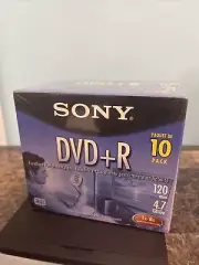 10DPR47L4 2005 Sony DVD+R 10 Pack DVD & Jewel Case 4.7GB 120 Min 1x-16x NEW