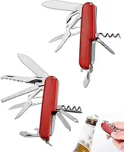 TPZORJX Swiss Army Knife, 2 Pack Mini for Key Chain, Swiss Army Knife, Mini for Key Chain, Swiss Army Knife, with 11 e 7 Functions, Blade, Corkscrew, Can Opener