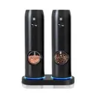 Rechargeable Electric Salt Pepper Grinder Set LED - Black - One size