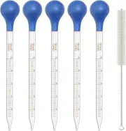Asherxin 5 Pack 10Ml Glass Dropper Pipette Graduated Liquid Dropper with 1 Pc...