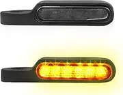 Motorcycle Handlebar LED Turn Signals, Sequential Handle Bar Marker Light Amber Indicator Mini Motorbikes Blinkers Compatible with Harley Dyna Yamaha Kawasaki Suzuki Honda, Black 2PCS