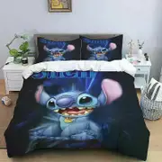 v1827 Bed Sheets Anime Cartoon Stitch Print Bedding Sets Comforter Cover Bed Cover Duvet Cover Pillow Case - Pieces Sets Bedroom Decoration 3-Piece Be