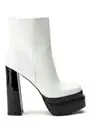 Azalea Wang Platform Boot Black White Sz 7.5 Vegan Patent Leather Mateo Bootie