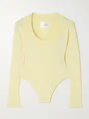 [Galvan] Galvan - Sasha Knitted Bodysuit - Pastel yellow - large large Yellow