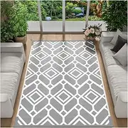 SPXMQSS Outdoor Rug for Patios, Reversible Plastic Carpet Washable Large Outdoor Rug for Porch, Deck, Balcony, Garden, Picnic, Kitchen Easy Care Grey 120x183cm