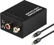 Usee Digital to Analog Converter DAC Digital SPDIF Toslink Optical Coax to Analog Stereo Audio L/R Converter Adapter with Optical Cable 3.5mm Jack Output for PS3 PS4 HDTV Blu Ray DVD Sky HD Xbox 360