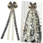 Christmas Tree Topper, Bow Large Christmas Bow Tree Topper, for Xmas Black Gold