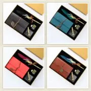 Retro Calligraphy Feather Dip Fountain Pen Writing Ink Notebook Stationery Box