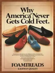 1986 Kaufman Footwear Foamtreads Vintage Print Ad/Poster Shoe Slippers Pop Art
