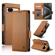 Wallet Case for Google Pixel 8A,Slim Protective Shockproof Case With Card Holder,Premium PU Leather Kickstand-Brown