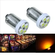 PA? 10PCS #1893 #44 #47 #756 #1847 BA9S 4SMD LED Wedge Pinball Machine Light Bulb Yellow(Orange/ Amber)-6.3V