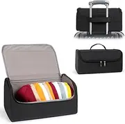 [WOMACO] Hat Organizer for Baseball Caps, Hard Shell Hat Bag Storage Holder Bag for Travel and Moving, Snapback Cap Carrier Case for 9-12 Caps (Black, Medium)