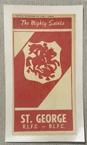 1960’s St. George Dragons Admiral Transfer Sticker NSWRL R.L.F.C. Rugby League
