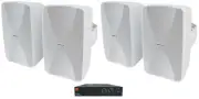 JBL CSA 280Z Commercial Amplifier+(4) Indoor/Outdoor White Swivel Wall Speakers