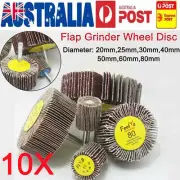 10PCS Drill Flap Wheel Sander 20~80mm Sanding Grinding Disc 80Grit For Dremel AU