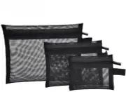 Black Mesh Cosmetic Bag, Travel Zippered Makeup Pouch, Portable Makeup Box Bag