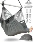 XXL Hammock Chair Hanging Rope Swing with 2 Cushions - Max 500lbs-Perfect for...