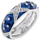 Marbled Navy Blue Enamel Eternity Ring SZ 5 - 10