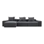 [James Lane] Riley Linen Charcoal Modular Sofa - 3 Seater Chaise
