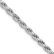 [JewelryWeb] 925 Sterling Silver Lobster Claw Closure Rhodium Plated 1.7mm Sparkle Cut Rope Chain Necklace Jewelry Gifts for Women - Length Options: 41 46 51 61 66 71 76