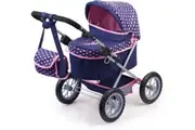 Trendy Dolls Pram | Foldable with Height-Adjustable Handle | Blue & Pink