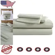 Elasticized Fitted King Sheet Set - Soft Green Flannel Bedding for Comfort