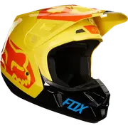 FOX V2 Preme Motocross Helmet, black-red-yellow, Size M for Men Black Red Yellow